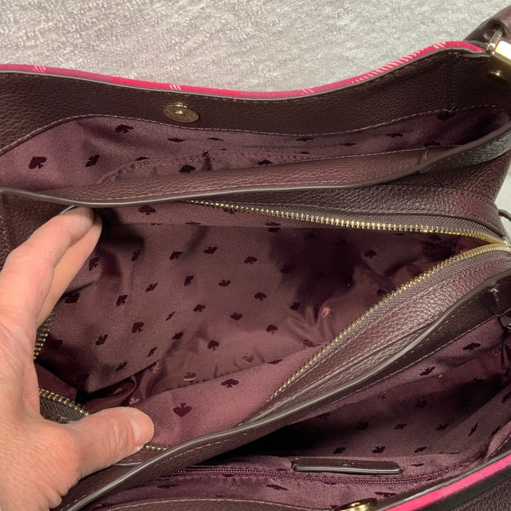 NWOT ♠️ Kate Spade Plaid Leila Medium Triple Compartment Shoulder Bag - Picture 5 of 14